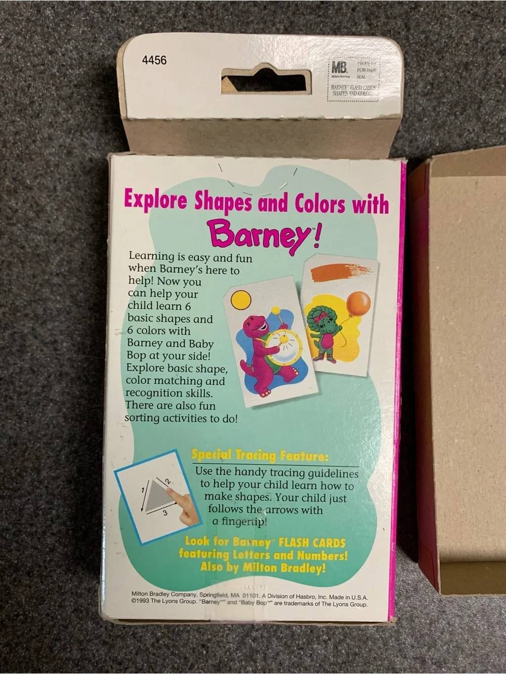 Vintage Barney Baby Bop 1993 Shapes Colors 48 4x6 Flash Cards Milton Bradley